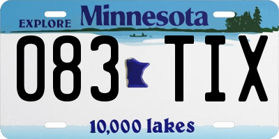 MN license plate 083TIX