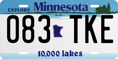MN license plate 083TKE