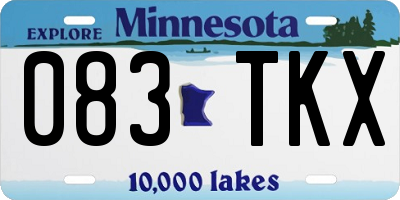 MN license plate 083TKX