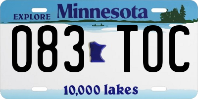 MN license plate 083TOC