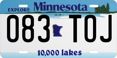 MN license plate 083TOJ