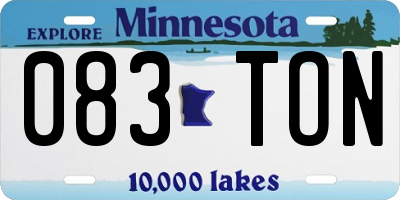 MN license plate 083TON