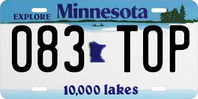 MN license plate 083TOP
