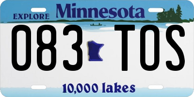 MN license plate 083TOS