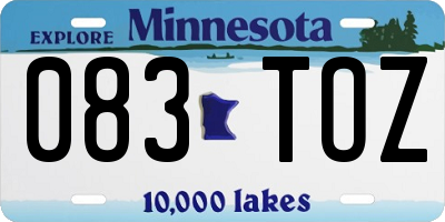 MN license plate 083TOZ