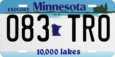 MN license plate 083TRO