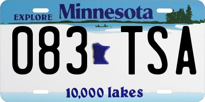 MN license plate 083TSA