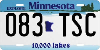 MN license plate 083TSC
