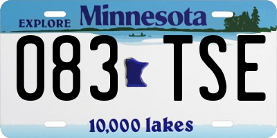 MN license plate 083TSE