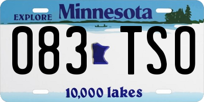 MN license plate 083TSO