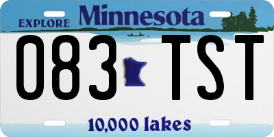 MN license plate 083TST