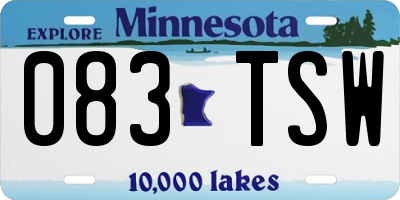 MN license plate 083TSW