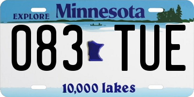 MN license plate 083TUE