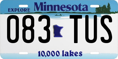 MN license plate 083TUS