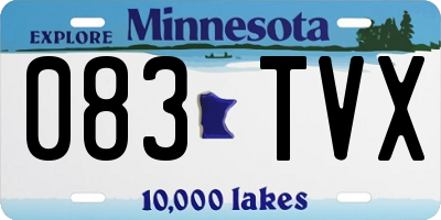 MN license plate 083TVX