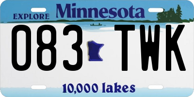 MN license plate 083TWK