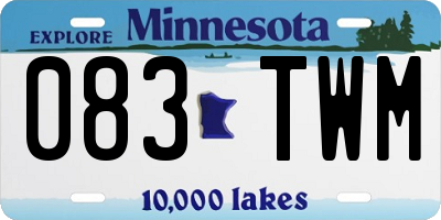 MN license plate 083TWM