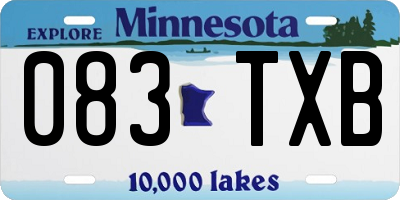 MN license plate 083TXB