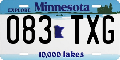 MN license plate 083TXG