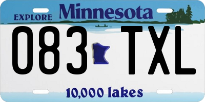 MN license plate 083TXL