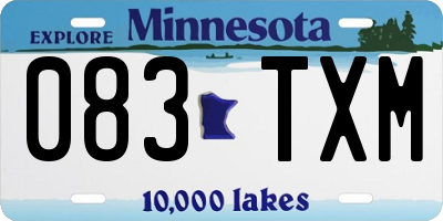 MN license plate 083TXM
