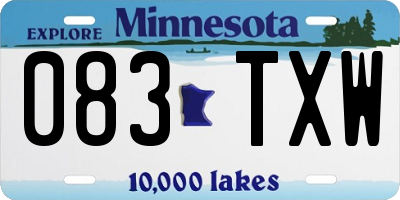 MN license plate 083TXW