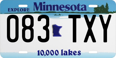 MN license plate 083TXY