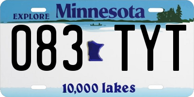 MN license plate 083TYT