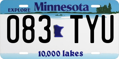 MN license plate 083TYU