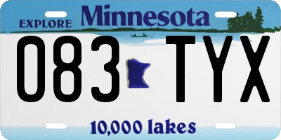 MN license plate 083TYX