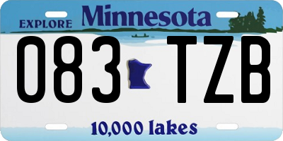 MN license plate 083TZB