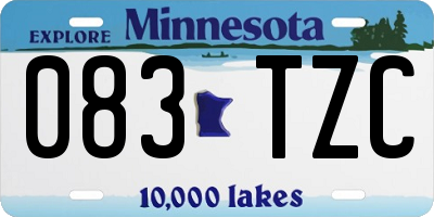 MN license plate 083TZC
