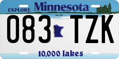 MN license plate 083TZK