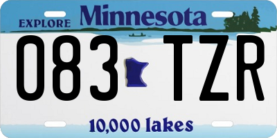 MN license plate 083TZR