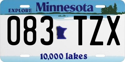 MN license plate 083TZX