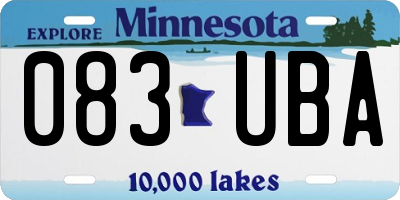 MN license plate 083UBA