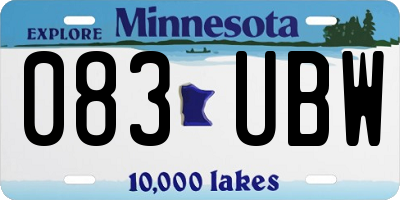 MN license plate 083UBW