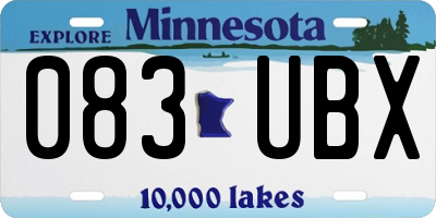 MN license plate 083UBX