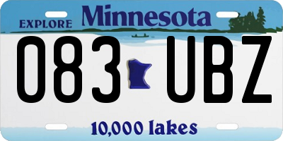 MN license plate 083UBZ