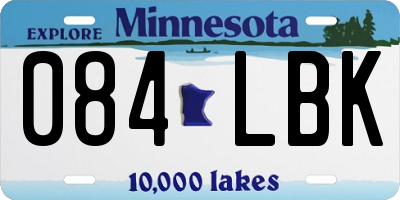 MN license plate 084LBK