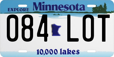 MN license plate 084LOT