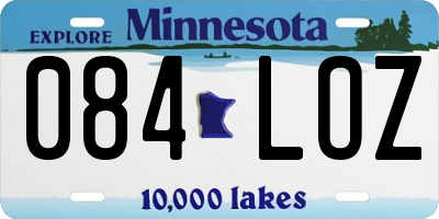 MN license plate 084LOZ