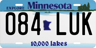 MN license plate 084LUK