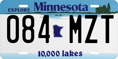 MN license plate 084MZT