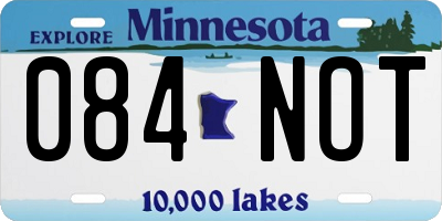 MN license plate 084NOT
