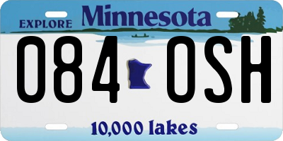 MN license plate 084OSH