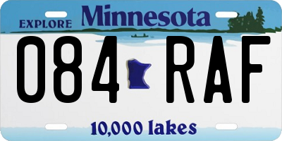 MN license plate 084RAF