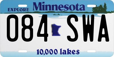 MN license plate 084SWA