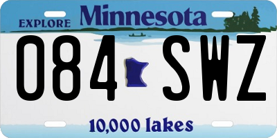 MN license plate 084SWZ