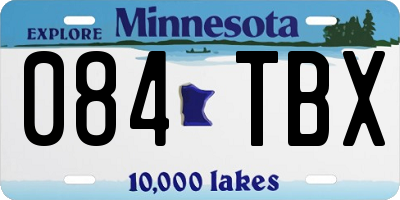 MN license plate 084TBX